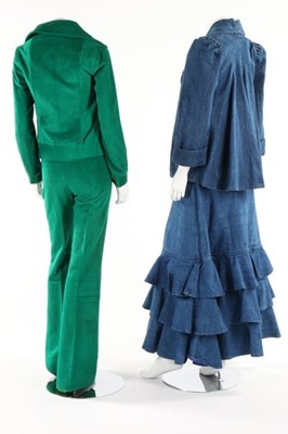 Lot 137 - An emerald green jumbo needlecord ski-suit and...