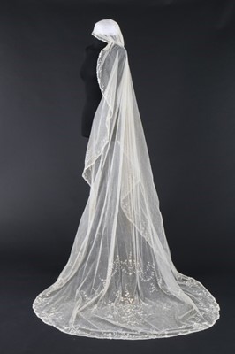 Lot 29 - A beaded and sequined white tulle bodice, late...