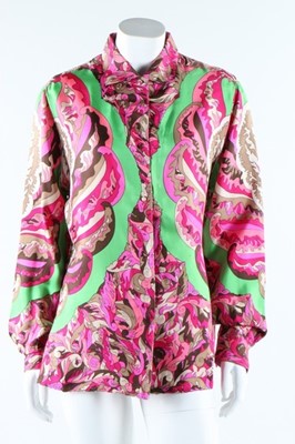 Lot 18 - Two Pucci printed silk blouses, late 1960s,...