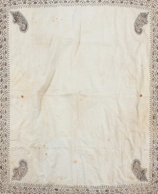 Lot 472 - An embroidered silk shawl or sari panel,...