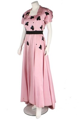 Lot 48 - A Lanvin couture sequined pink satin dress,...