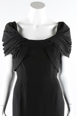 Lot 1 - A Pierre Balmain couture black silk crepe...