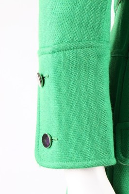 Lot 10 - A Courreges emerald-green wool coat, late...