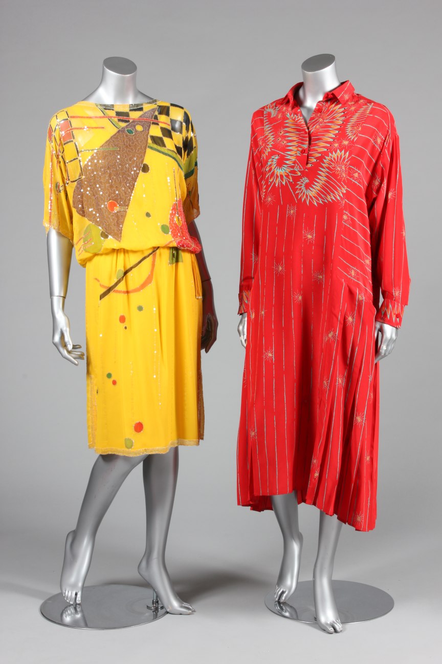 Lot 64 - A Zandra Rhodes printed red chiffon cocktail
