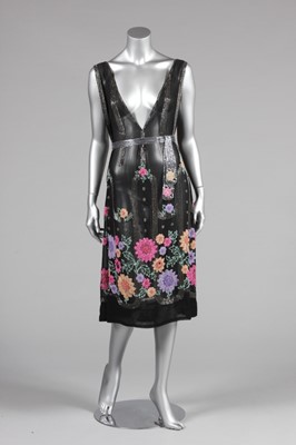 Lot 66 - A beaded flapper dress, mid 1920s, of black...