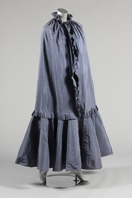 Lot 96 - A Lanvin couture blue silk faille evening cape,...