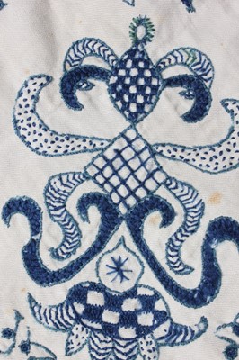 Lot 103 - A crewel-worked fustian work bag, English,...