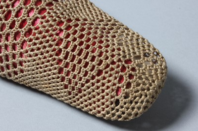 Lot 104 - A pair of crochet vegetable fibre lady's pumps,...