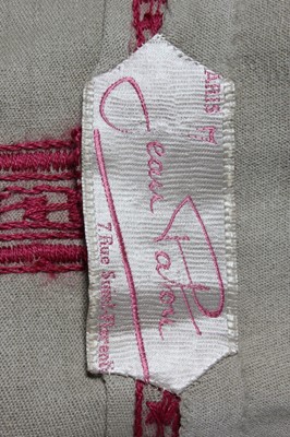 Lot 114 - A rare Jean Patou couture embroidered wool...