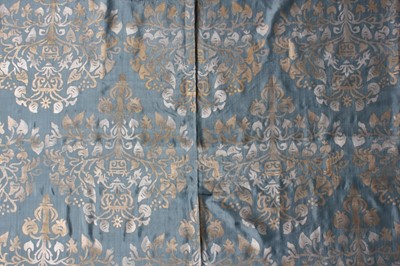 Lot 123 - A Maria Gallenga stencilled blue silk shawl or...