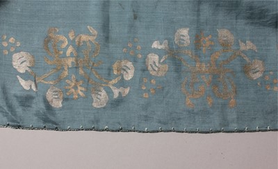 Lot 123 - A Maria Gallenga stencilled blue silk shawl or...