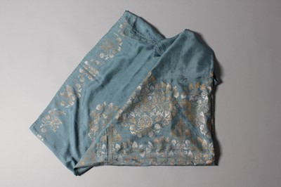 Lot 123 - A Maria Gallenga stencilled blue silk shawl or...