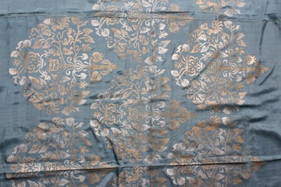 Lot 123 - A Maria Gallenga stencilled blue silk shawl or...