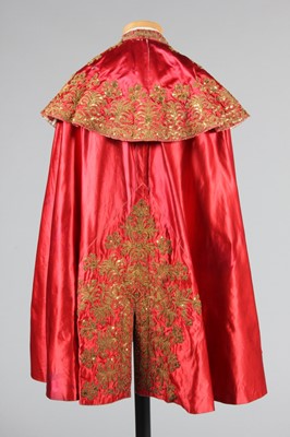 Lot 124 - A good embroidered rose satin matador cape,...