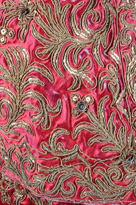 Lot 124 - A good embroidered rose satin matador cape,...
