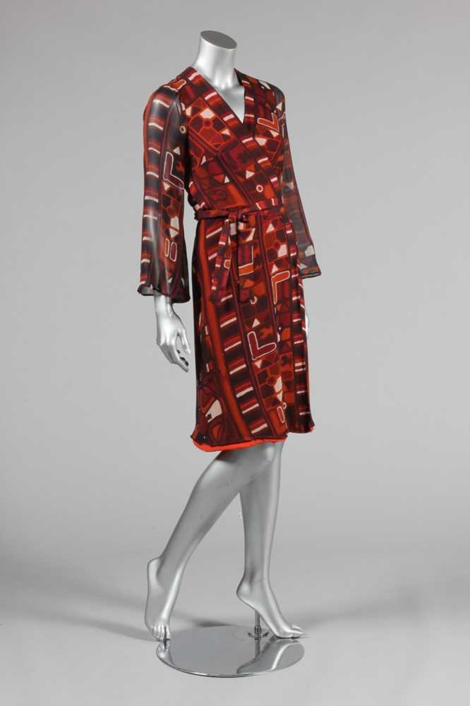 Lot 125 - A Thea Porter printed chiffon wrap dress,...