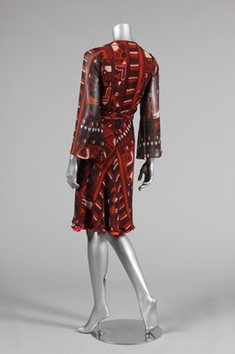 Lot 125 - A Thea Porter printed chiffon wrap dress,...