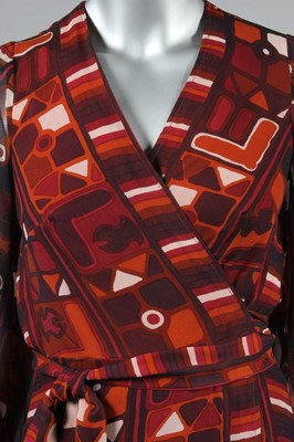 Lot 125 - A Thea Porter printed chiffon wrap dress,...