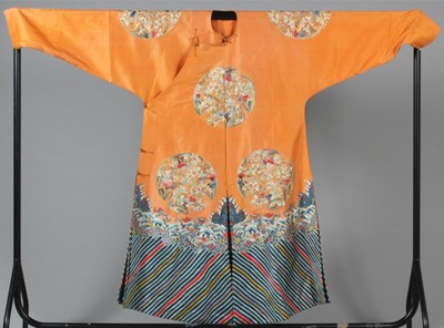 Lot 251 - A fine apricot silk embroidered semi-formal...