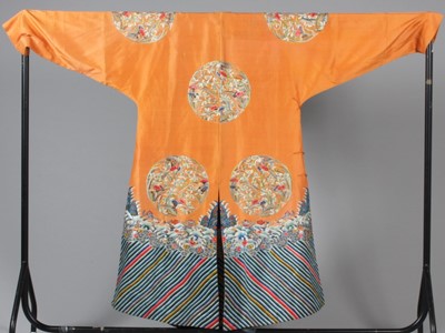 Lot 251 - A fine apricot silk embroidered semi-formal...