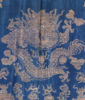 Lot 255 - A brocaded silk dragon robe, chi-fu, Chinese,...
