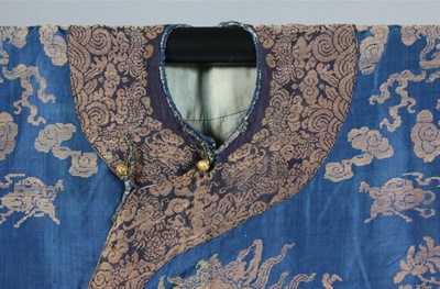 Lot 255 - A brocaded silk dragon robe, chi-fu, Chinese,...