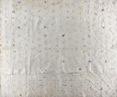Lot 257 - A Chinese embroidered quilted coverlet, late...