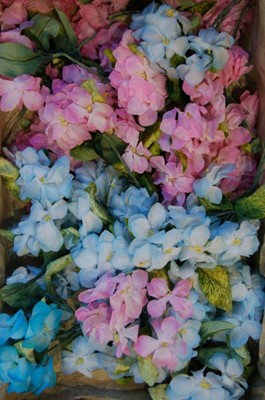 Lot 243 - Five boxes of silk flowers sprays and posies,...