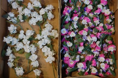 Lot 243 - Five boxes of silk flowers sprays and posies,...