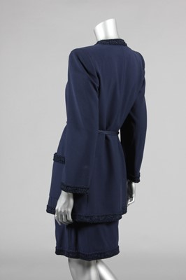 Lot 230 - A Lancetti couture navy silk crepe evening...