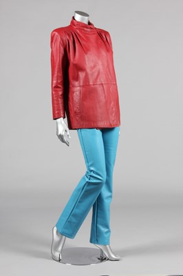 Lot 222 - An Azzedine Alaia soft black leather skirt and...