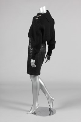 Lot 222 - An Azzedine Alaia soft black leather skirt and...