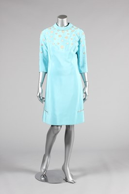 Lot 134 - A Carven couture turquoise silk crepe cocktail...
