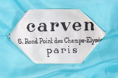 Lot 134 - A Carven couture turquoise silk crepe cocktail...