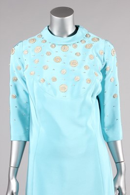 Lot 134 - A Carven couture turquoise silk crepe cocktail...