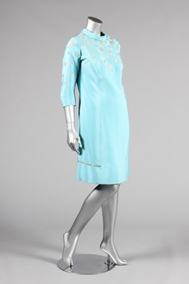 Lot 134 - A Carven couture turquoise silk crepe cocktail...