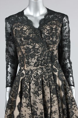 Lot 136 - A Nina Ricci couture black Chantilly lace...