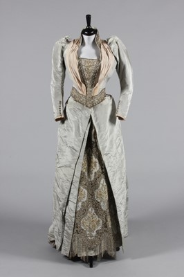 Lot 142 - A good Russell & Allen grey moire evening gown,...
