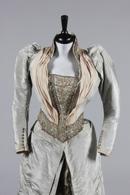 Lot 142 - A good Russell & Allen grey moire evening gown,...