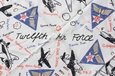 Lot 152 - Two World War II printed scarves, one with the...