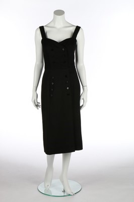 Lot 157 - A Jean Dessès black wool dinner dress, circa...