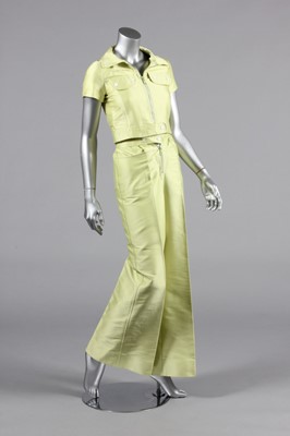 Lot 171 - A Courreges chartreuse satinised cotton jacket...