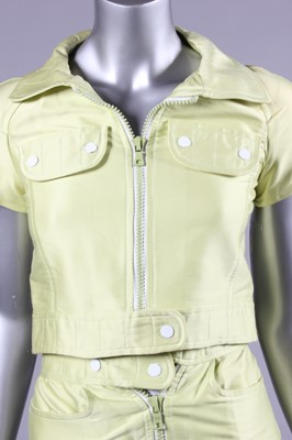 Lot 171 - A Courreges chartreuse satinised cotton jacket...
