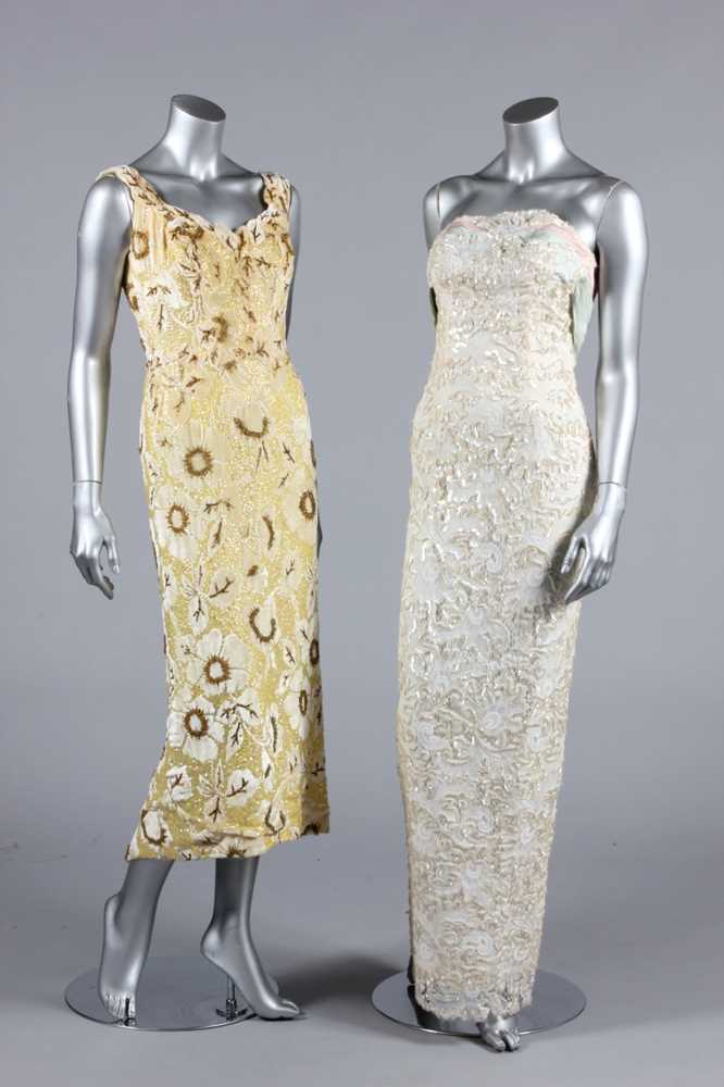 Lot 178 - Three evening gowns, 1960s, adorned with...