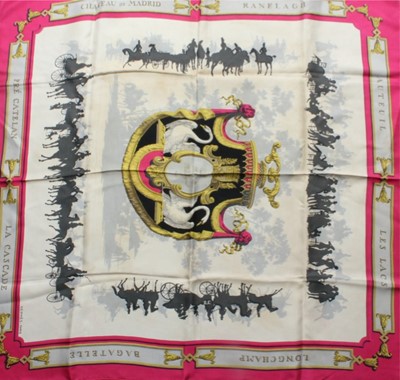 Lot 185 - Six Hermès silk scarves, comprising hunting...