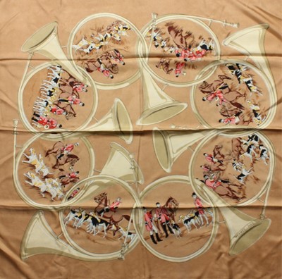 Lot 185 - Six Hermès silk scarves, comprising hunting...