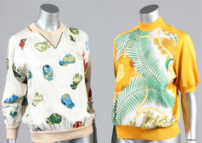 Lot 188 - Two Hermès silk tops, 1980s, labelled, one...