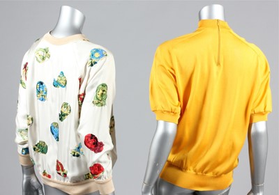 Lot 188 - Two Hermès silk tops, 1980s, labelled, one...