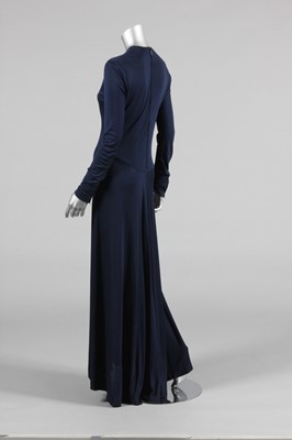 Lot 163 - A Carven couture navy silk jersey evening gown,...