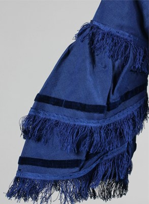 Lot 164 - A sapphire blue challis day dress, mid 1850s,...